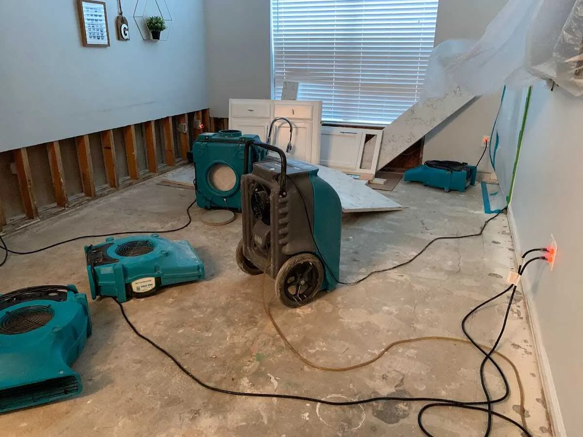 Dehumidifier in flood-cut room for Water Damage Restoration in San Tan Valley
